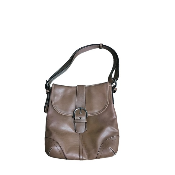 Bellrose Retro Flap Over Buckle Snap  Brown Leather Shoulder Bag - Picture 1 of 5